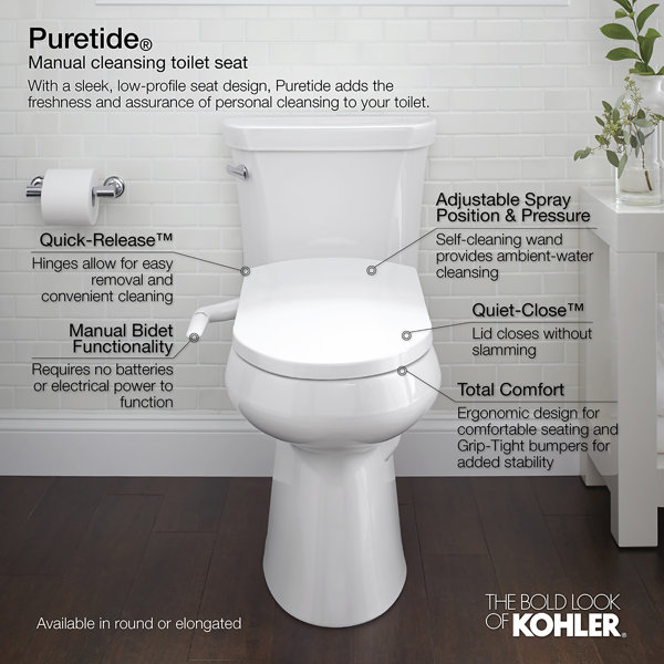 Kohler PureWash M250 Round Bidet Toliet Seat, Manual NonElectric
